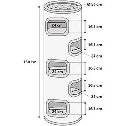 Flamingo Kratztonne Enes XL Grau aus Sisal und Plüsch mit 4 Etagen – Bild 1 von 5