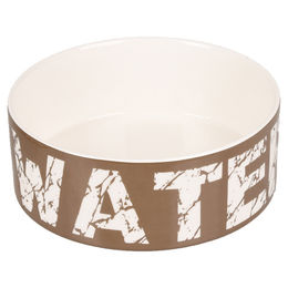 Flamingo Kyra Keramik Futter- und Trinknapf für Hunde in Taupe/Weiß 20,5 cm - 1,5 l – Bild 1 von 2