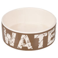 Produktbild von Flamingo Kyra Keramik Futternapf und Trinknapf für Hunde in Taupe Weiß 16 cm - 770 ml