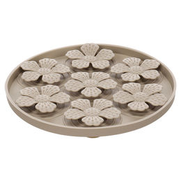 Flamingo Leckmatte Fleur rund aus Silikon für Hunde und Katzen in Taupe Ø20 cm – Bild 1 von 6