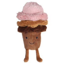 Flamingo Leka Eiscreme Hundespielzeug aus Plüsch mit Squeaker Braun Rosa 11x10,5x23cm – Bild 1 von 5