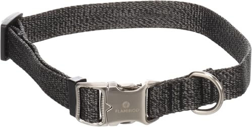 Flamingo Mago Hundehalsband aus Baumwolle Dunkelgrau Größe M 40-55cm – Bild 1 von 4