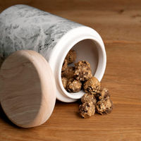Produktbild von Flamingo Marmi Leckerlidose aus Keramik mit Holzdeckel Grau Rund 1300ml - 1,3 l