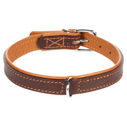 Flamingo Memphis gepolstertes Lederhalsband braun 30-36 cm 18 mm – Bild 1 von 1