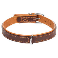 Produktbild von Flamingo Memphis gepolstertes Lederhalsband braun 30-36 cm 18 mm