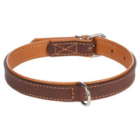 Produktbild von Flamingo Memphis gepolstertes Lederhalsband für Hunde braun 33-40 cm 20 mm