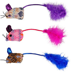 Flamingo Mohaire Maus Glamour Plüschspielzeug für Katzen 3 Stück Bunt – Bild 1 von 3