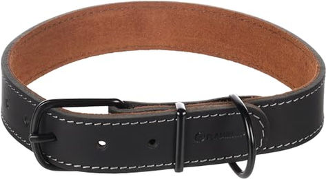 Flamingo Montana Hundehalsband aus Leder Schwarz XL 47,5-58cm – Bild 1 von 4