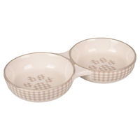 Produktbild von Flamingo Mylo Katzen Napf aus Keramik doppelt beige/weiß 2x145ml 23cm - 2 x 145 ml