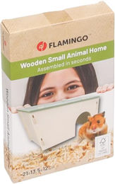 Flamingo Nagerhaus Mick aus FSC-zertifiziertem Holz für Hamster und Meerschweinchen Beige Grün 21x13,5x12cm – Bild 1 von 3
