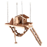 Produktbild von Flamingo Nagerspielzeug Set aus Holz mit Hängebrücke und Haus