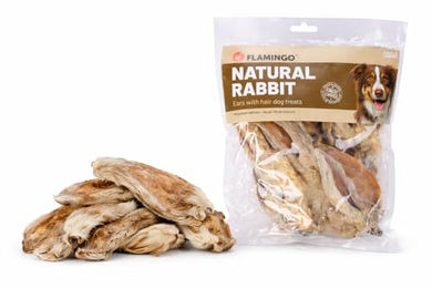 Flamingo Naturkauartikel Kaninchenohren für Junior Hunde glutenfrei und ohne Zucker 200g - 200 g – Bild 1 von 4