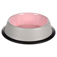 Produktbild von Flamingo Nell Futter- und Trinknapf für Katzen aus Edelstahl in Grau und Rosa 450ml - 450 ml