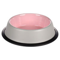Produktbild von Flamingo Nell Futter- und Trinknapf für Katzen aus Edelstahl Rosa/Grau 200ml - 200 ml