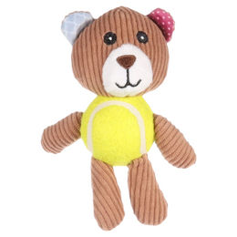 Flamingo Nilak Bär Hundespielzeug aus Plüsch mit Ball und Quietschfunktion Braun für Welpen - 15 cm – Bild 1 von 7