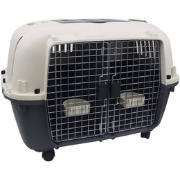 Produktbild von Flamingo Nomad Transportbox für große Hunde mit 2 Türen Grau L 56x87x65cm IATA-Norm aus Kunststoff