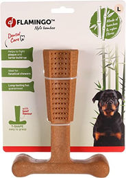 Flamingo NYL'O Bamboo T-Bone Kauartikel für Hunde mit Rindegeschmack in Braun Large 18,5cm – Bild 1 von 2