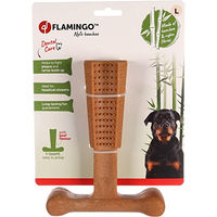 Produktbild von Flamingo NYL'O Bamboo T-Bone Kauartikel für Hunde mit Rindegeschmack in Braun Large 18,5cm