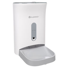 Produktbild von Flamingo Omega Smarter Futterautomat mit App-Steuerung und WiFi für Hunde in Weiß - 4,5 l