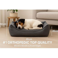 Produktbild von Flamingo Orthopädisches Hundebett Baldar mit Memory Foam für Senioren, rechteckig, Dunkelgrau, 65 cm