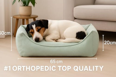 Flamingo Orthopädisches Hundebett Baldar mit Memory Foam, Grün, 65 cm - 65 cm – Bild 1 von 3