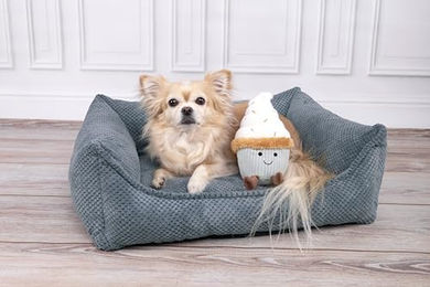 Flamingo Orthopädisches Hundebett Reno mit Memory Foam für Senioren, Blau-Grau, 100 cm - 100 cm – Bild 1 von 6