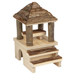 Flamingo Pady Nagerhaus aus Holz mit Etage und Versteck 16x12x21cm – Bild 1 von 6
