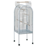 Produktbild von Flamingo Papageienkäfig Coco Voliere aus Metall in Weiß mit Rollen und Sitzstange 55x55x143 cm