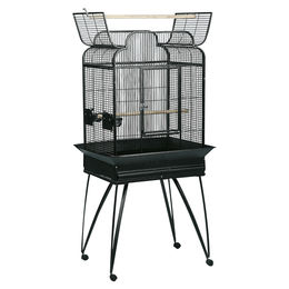 Flamingo Papageienvoliere Lorre aus Metall in Grau Schwarz mit Rollen 66x51x164cm – Bild 1 von 2