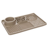 Produktbild von Flamingo Pengu 2 in 1 Leckmatte und Napf aus Silikon für Hunde und Katzen in Taupe Beige 30,5 x 20,5 x 4,5 cm