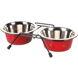 Flamingo Pet Products Duo Hundenaustopf aus Edelstahl mit Halterung Größe L 1600 ml - 2 x 1600 ml – Bild 1 von 3
