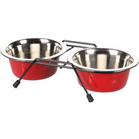 Produktbild von Flamingo Pet Products Duo Hundenaustopf aus Edelstahl mit Halterung Größe L 1600 ml - 2 x 1600 ml