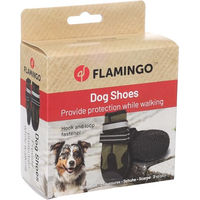 Produktbild von Flamingo Pfotenschuhe für Hunde Grün Größe M aus Polyester mit harter Sohle und reflektierenden Elementen 2 Stück