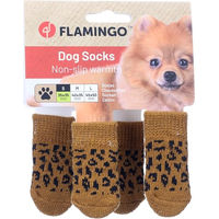 Produktbild von Flamingo Pfotenschutz Hunde-Socken Asia Cognac Braun Baumwolle Größe S 4 Stück