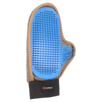 Produktbild von Flamingo Pienna Massage- und Pflegehandschuh für Hunde und Katzen aus TPR in Beige und Blau
