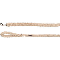 Produktbild von Flamingo Pookie Hundeleine aus Fleece in Beige mit goldenen Beschlägen 130 cm x 20 mm - 1,3 m