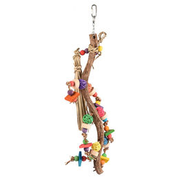 Produktbild von Flamingo Regenbogen Vogelspielzeug aus Holz für Papageien 55 cm