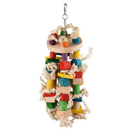 Produktbild von Flamingo Regenbogen Vogelspielzeug aus Holz für Papageien und Vögel 42 cm