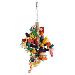 Produktbild von Flamingo Regenbogen Vogelspielzeug aus Holz für Papageien und Vögel 50 cm Bunt