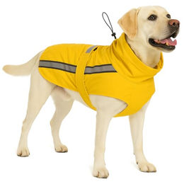 Flamingo Regenmantel für Hunde Gelb aus Polyester wasserdicht mit reflektierenden Streifen – Bild 1 von 2