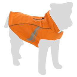 Flamingo Regenmantel für Hunde Orange mit reflektierenden Streifen und Klettverschluss Rückenlänge 40 cm – Bild 1 von 4