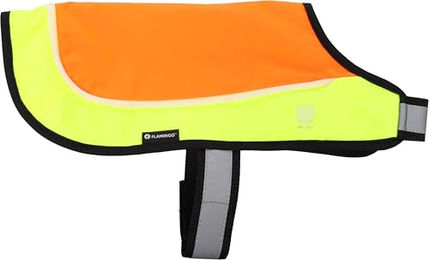 Flamingo Regenmantel Hund Sicherheitsweste Orange Größe S wasserdicht mit LED und USB-aufladbarem Akku – Bild 1 von 3
