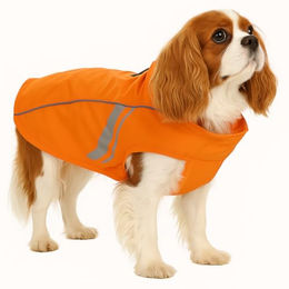 Flamingo Regenmantel Pomi für Hunde in Orange aus wasserdichtem Polyester – Bild 1 von 4