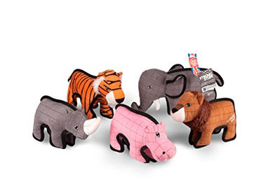 Flamingo Rhinozeros Hundespielzeug aus Nylon und Plüsch in Grau für große Hunde mit Squeaker – Bild 1 von 3