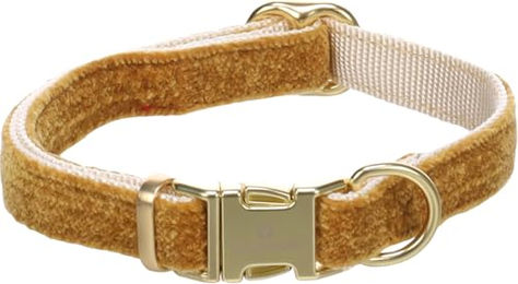 Flamingo Saba Hundehalsband aus Nylon mit Velvet in Gelb Grösse S 30-45cm – Bild 1 von 3