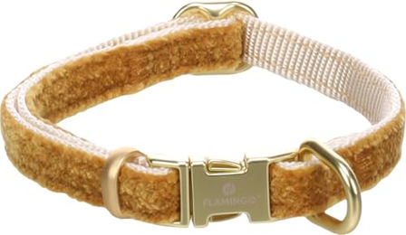 Flamingo Saba Hundehalsband aus Nylon mit Velvet in Gelb XS 20-35cm – Bild 1 von 3