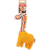 Produktbild von Flamingo Saffia Giraffe Hundespielzeug aus Plüsch mit Seil und Quietscher in Ocker