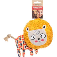 Produktbild von Flamingo Saffia Löwe Hundespielzeug aus Plüsch mit Seil und Quietscher in Ocker - 90 g