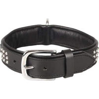 Produktbild von Flamingo Sedona Leder Halsband mit Nieten und Schmuckelementen Schwarz Größe M 34-40 cm