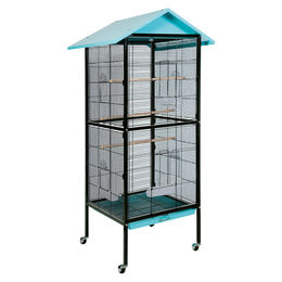 Produktbild von Flamingo Serengeti Vogelvoliere aus Metall Schwarz/Türkis 74x166x76 cm
